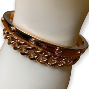 Henri Bendel The A-List Layered Rose Gold Riveted Swarovski Chain Cuff Bracelet